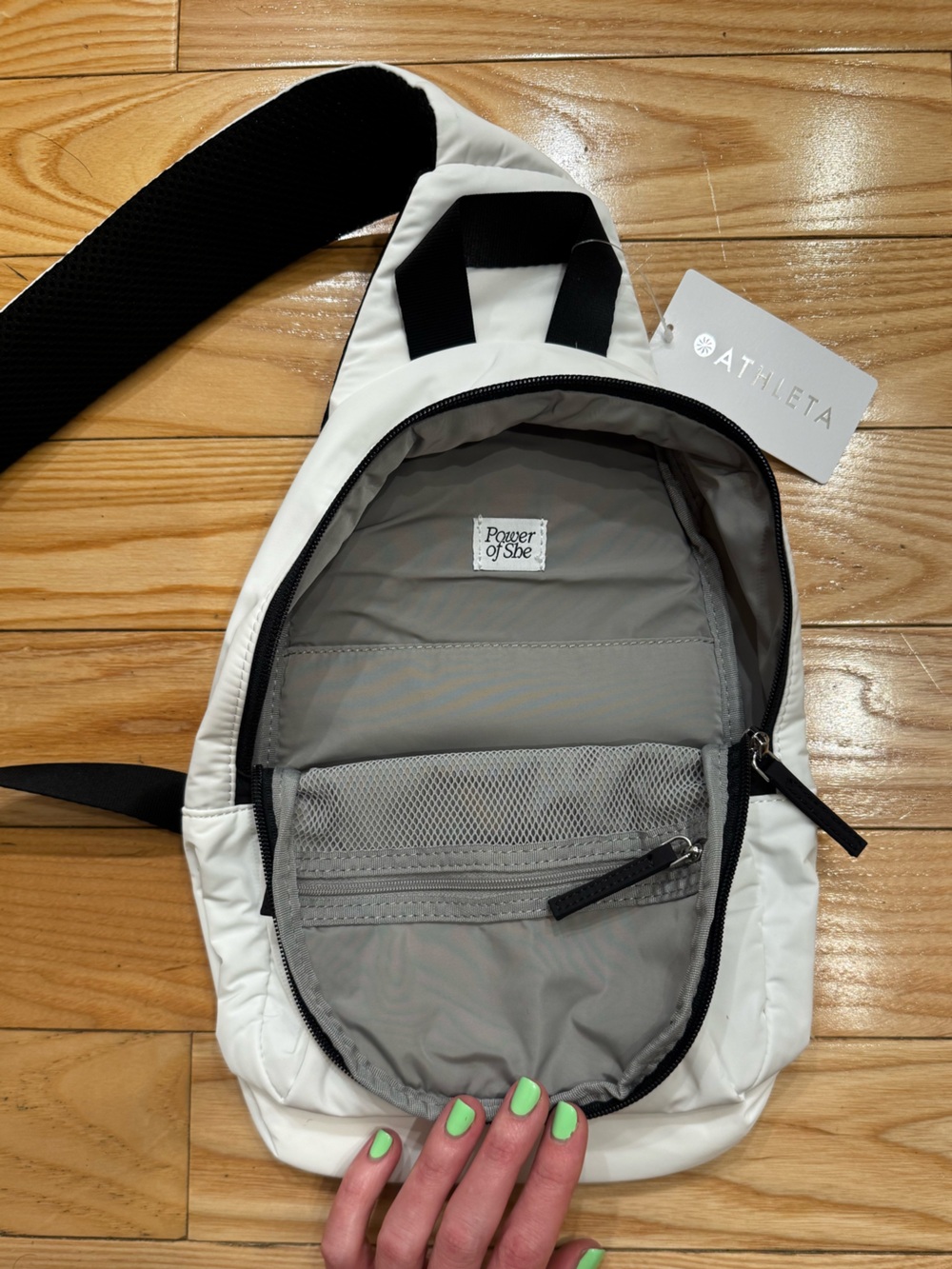 Athleta White All About Sling Bag with Black Strap - Picture 5 of 7